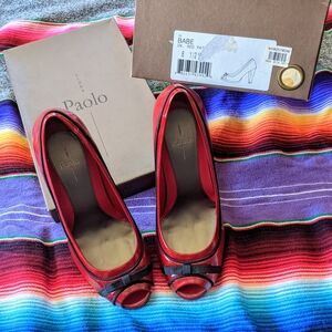Paolo Women's Red Peep Toe Shoes